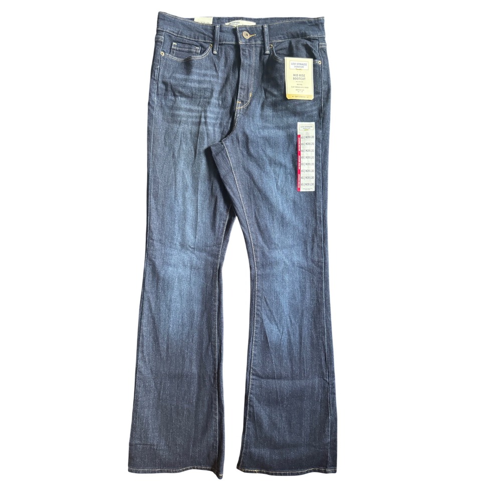 Levi Strauss Signature Mid Rise Bootcut Dark Blue Denim Jeans 6S W28/L30 NWT